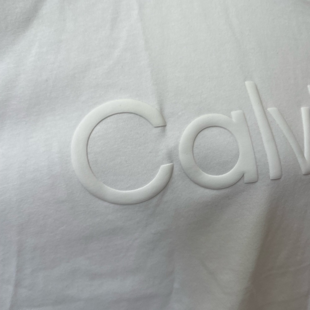 Calvin Klein White Cotton T-shirt Puff Letter Boxy Size XL NWT Classic 90s Y2K - Picture 2 of 7